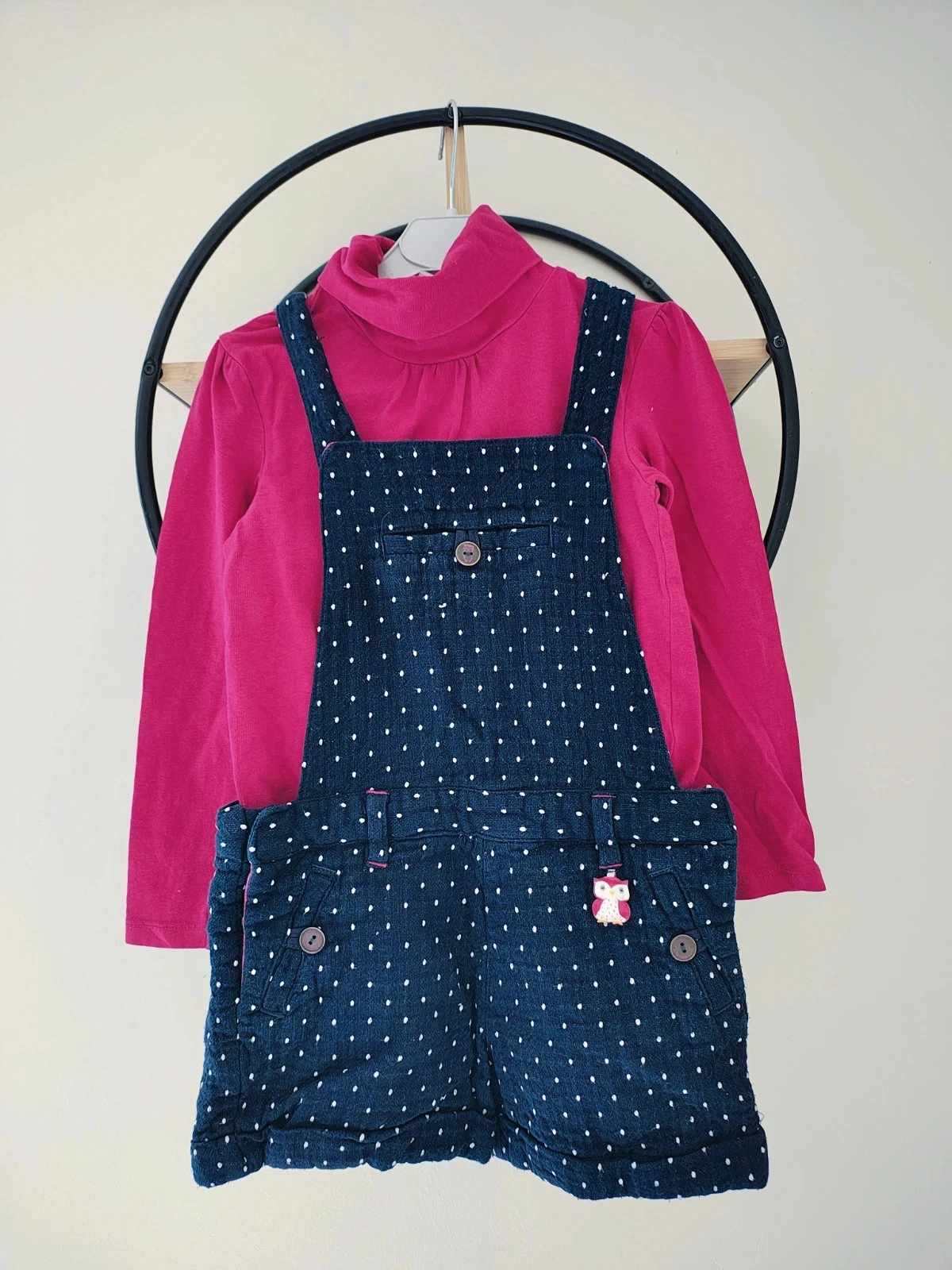 6 ans ensemble teeshirt col roulé tape a l'oeil et salopette short sergent major